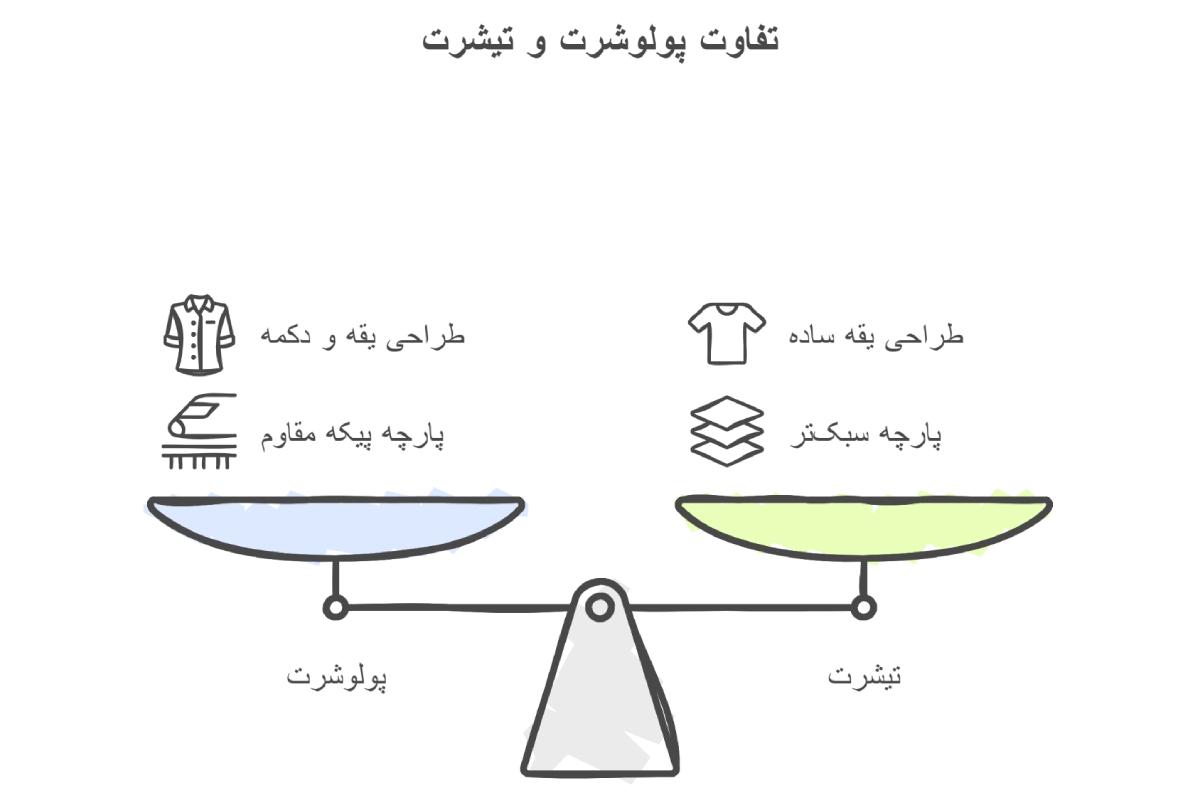 اینفوگرافیک با تفاوت پولوشرت و تیشرت